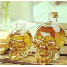 Haonai 100/180/350ml Skull Head Clear Glass Decanter Whiskey Decanter With Cork